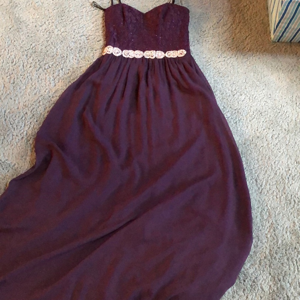 Purple Strapless Prom Dress